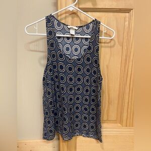 H&M Blue and Beige Patterned Tank Top